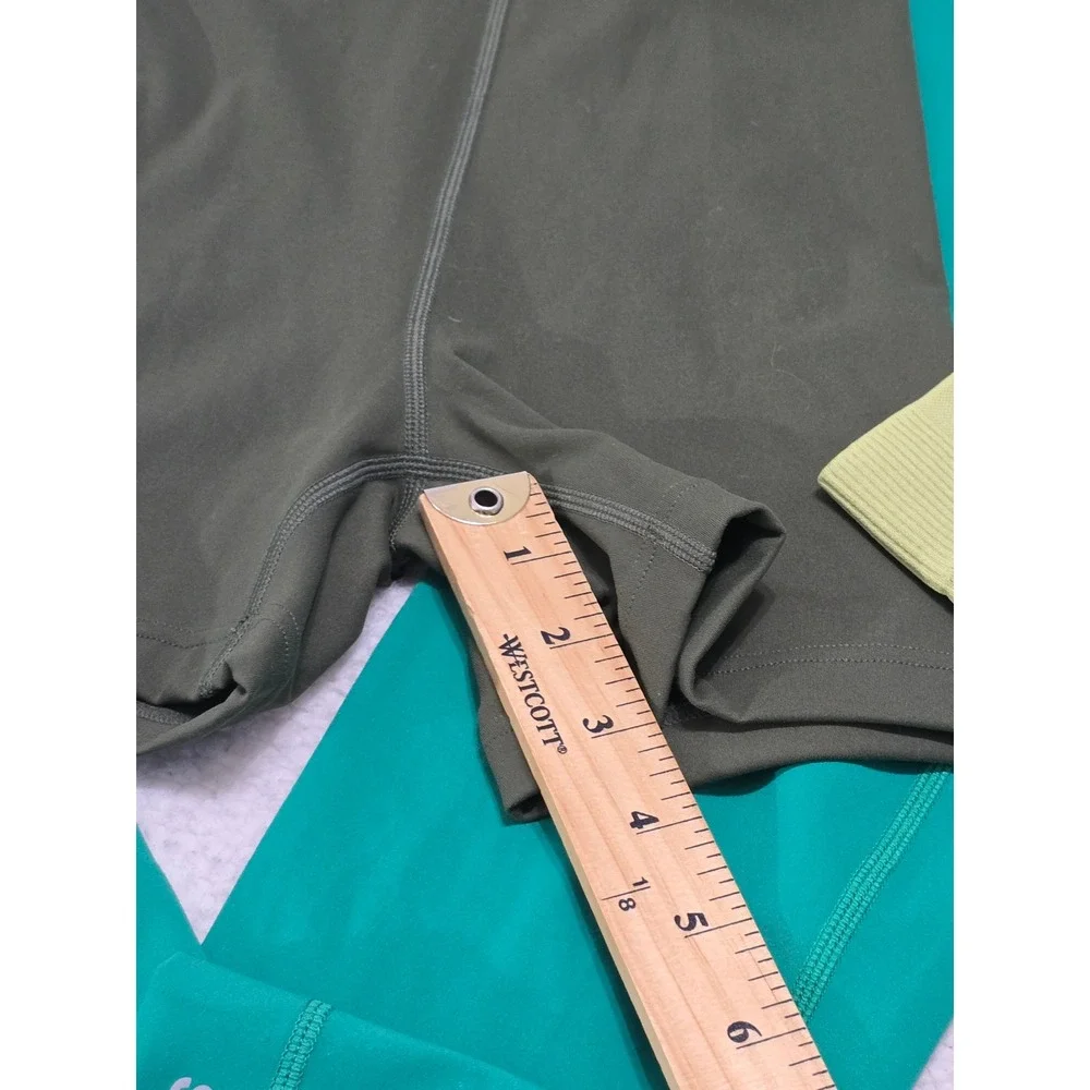 SET ACTIVE Bundle XS Sportbody Romper Teal Bodysuit Lime Green Ribbed Leggings - Picture 12 of 15